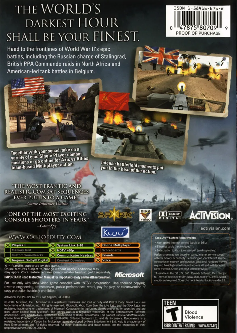 Call of Duty: Finest Hour box back