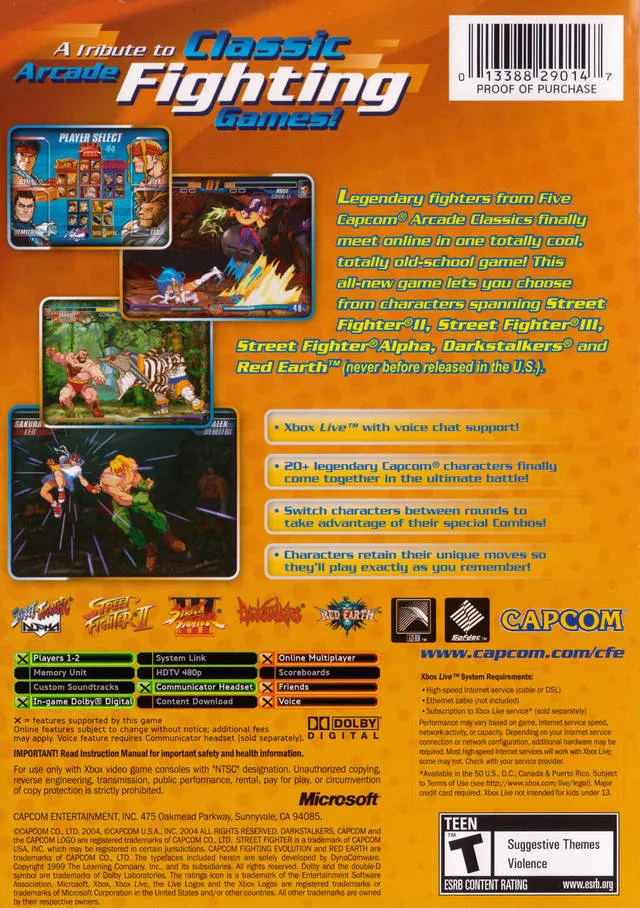 Capcom Fighting Evolution box back