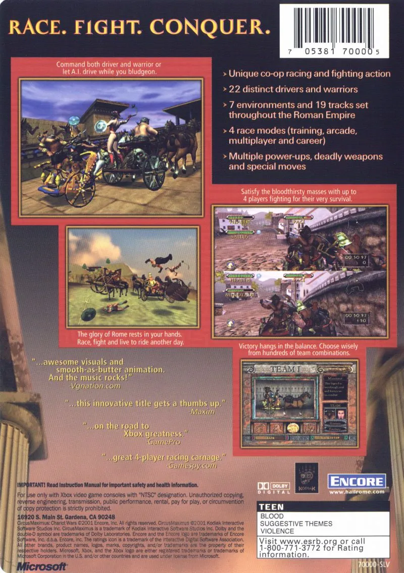 Circus Maximus: Chariot Wars box back