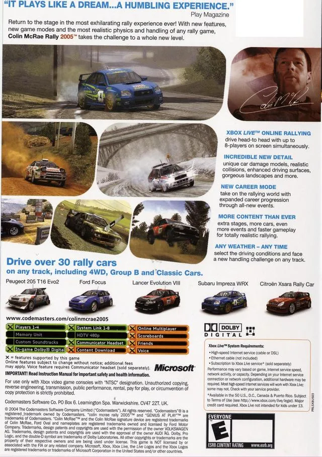 Colin McRae Rally 2005 box back