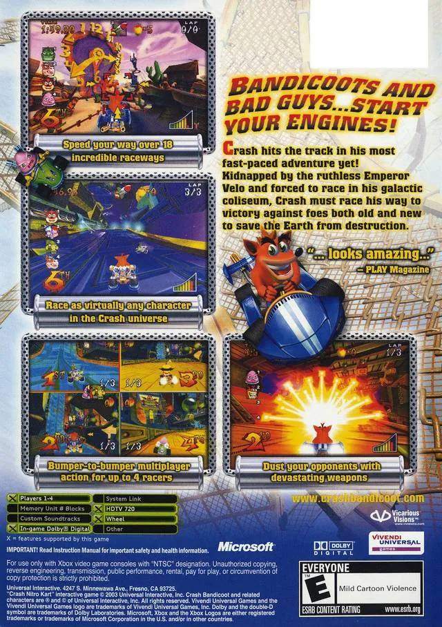Crash Nitro Kart box back