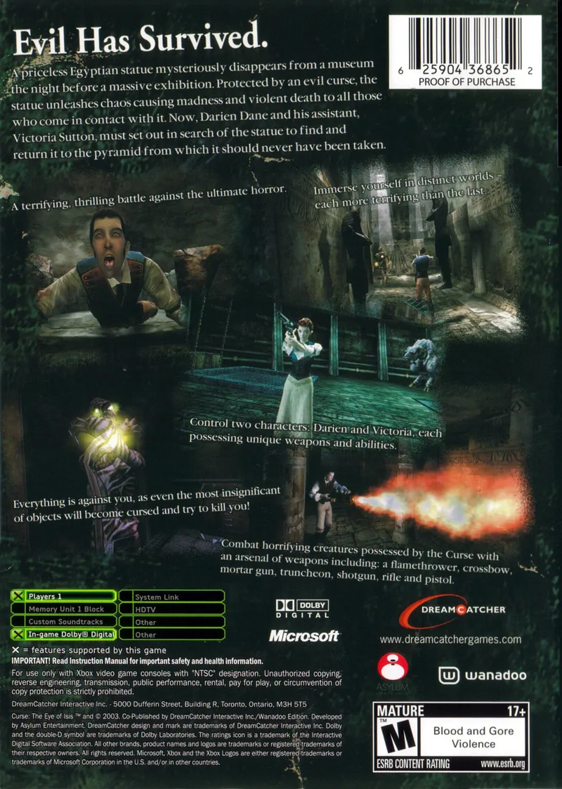 Curse: The Eye of Isis box back
