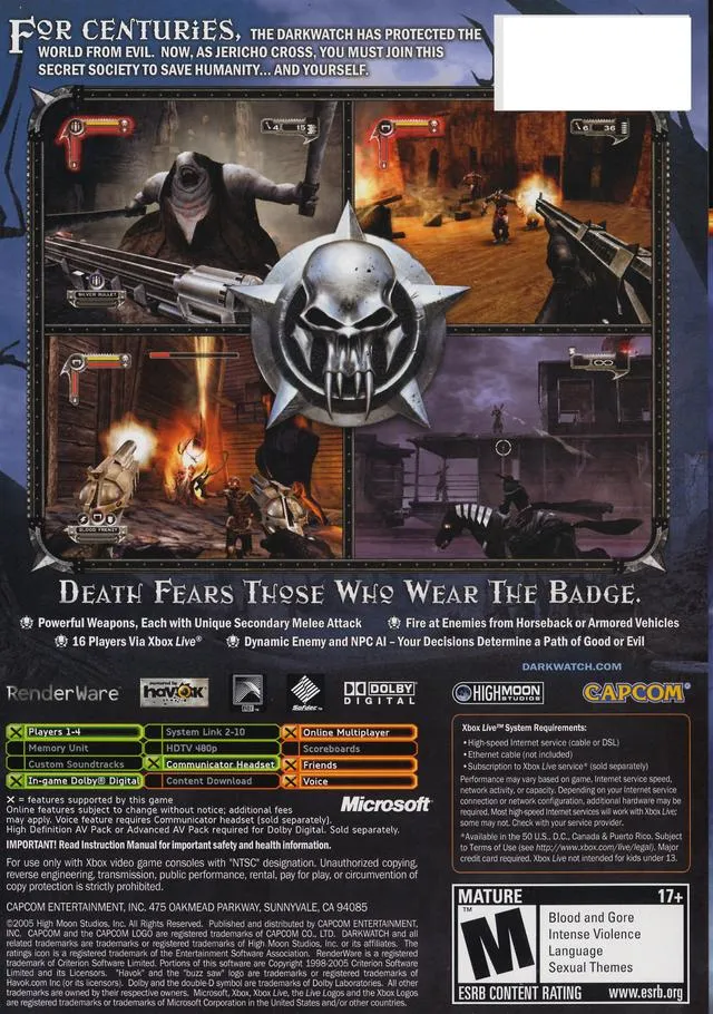 Darkwatch box back