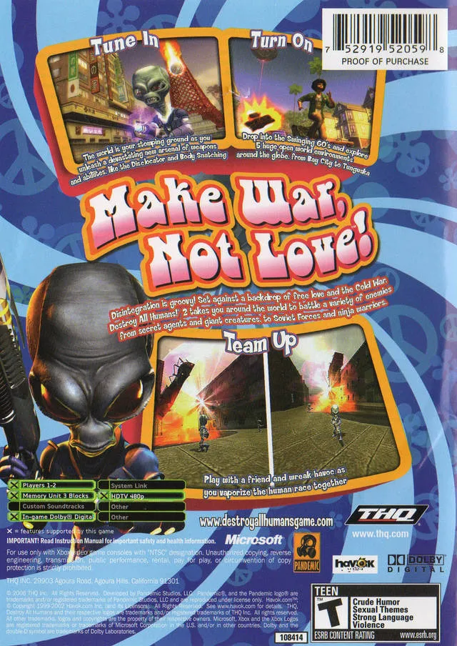 Destroy All Humans! 2 box back