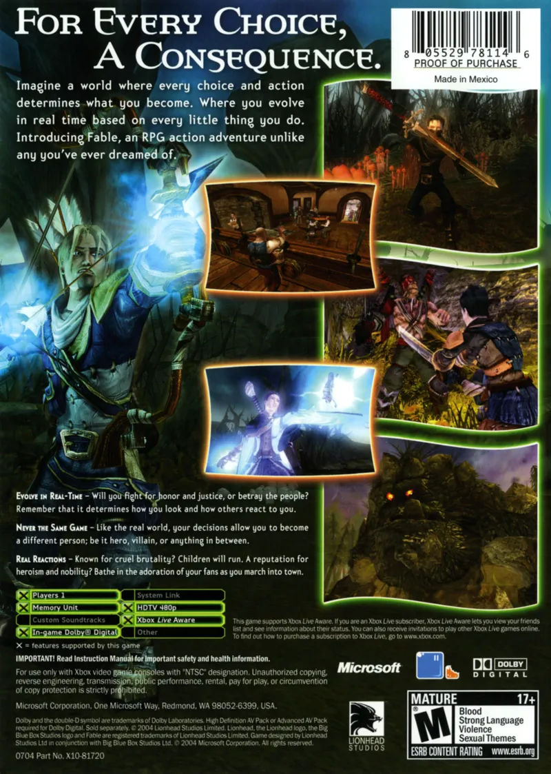Fable box back