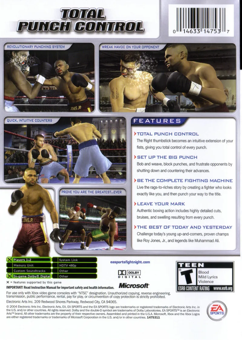 Fight Night 2004 box back