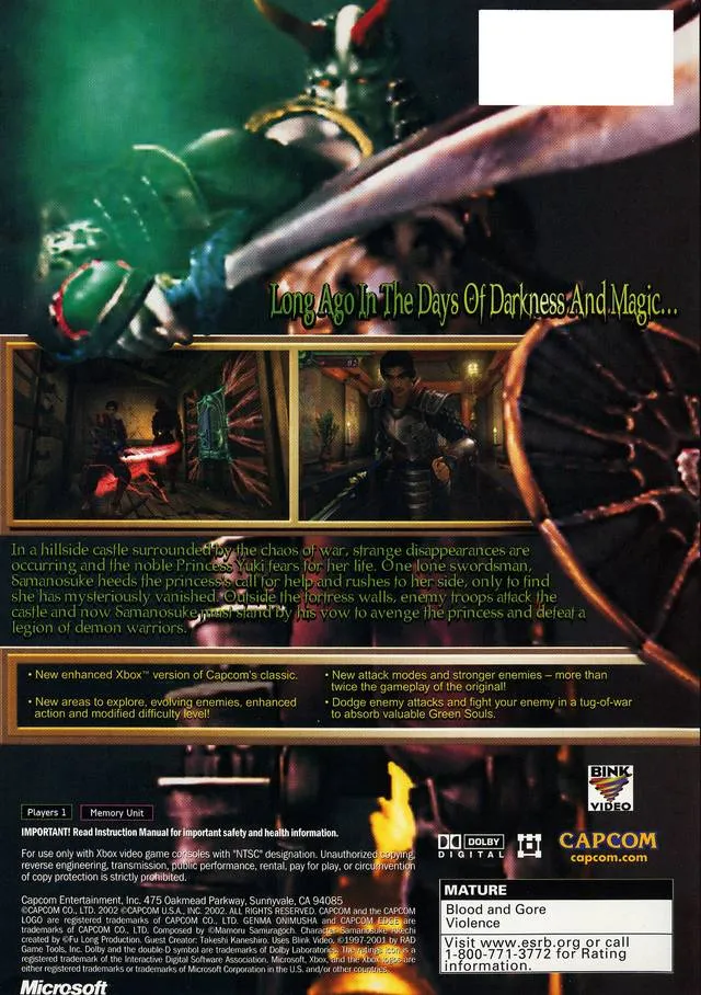 Genma Onimusha box back