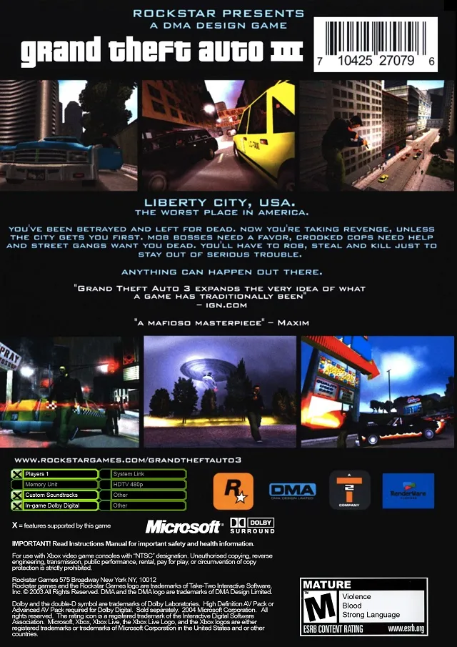 Grand Theft Auto III box back