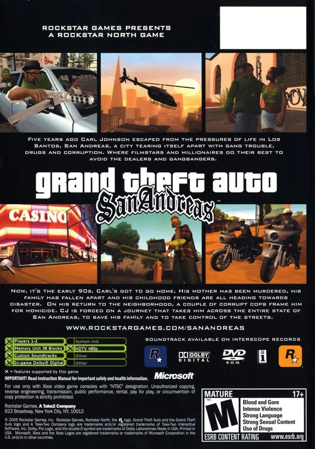 Grand Theft Auto: San Andreas box back
