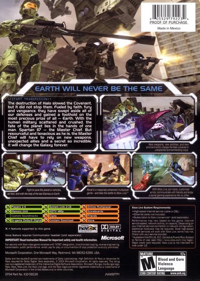Halo 2 box back