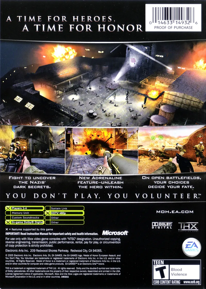 Medal of Honor: European Assault box back