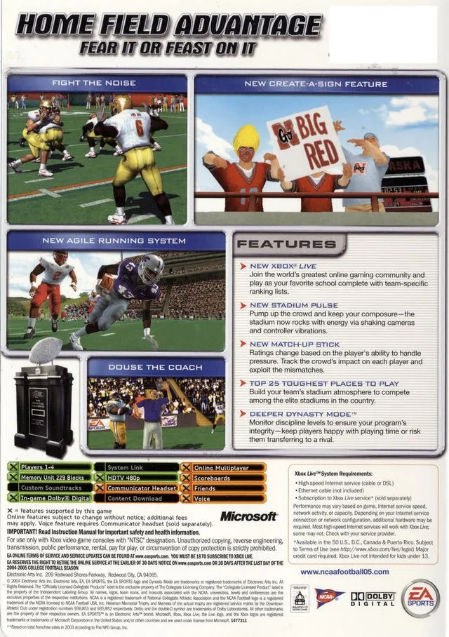 NCAA Football 2005 box back