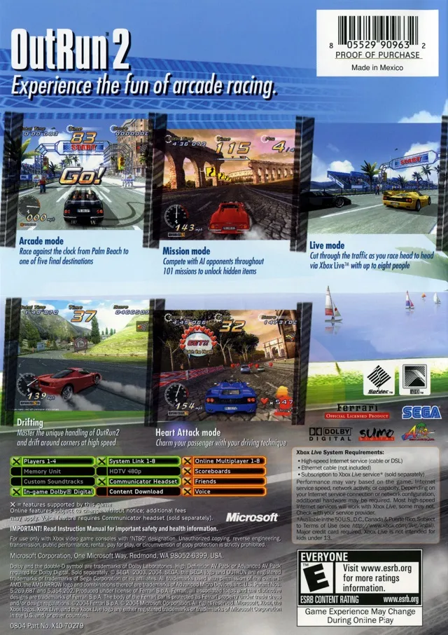OutRun 2 box back
