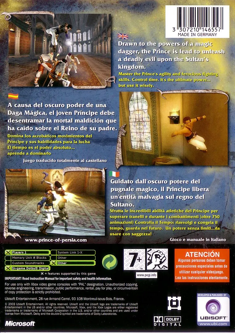 Prince of Persia: The Sands of Time box back