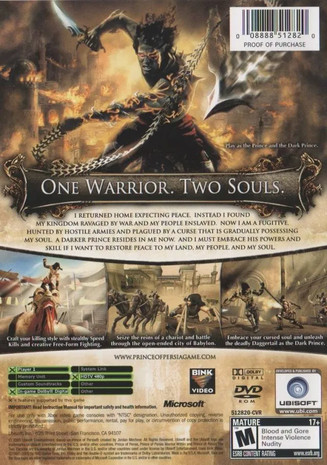 Prince of Persia: The Two Thrones box back