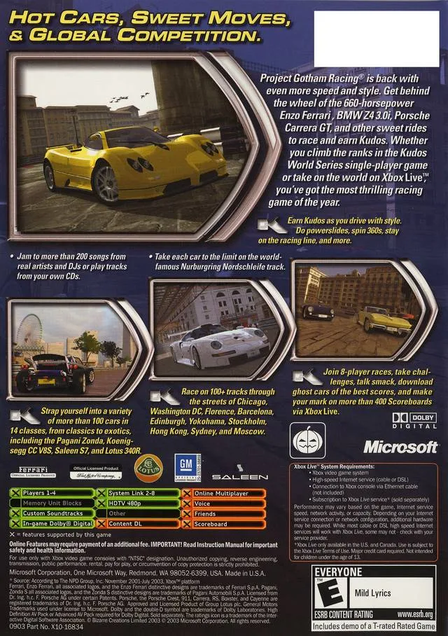 Project Gotham Racing 2 box back