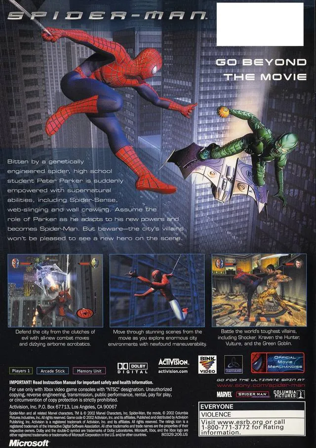 Spider-Man box back