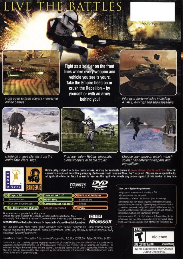 Star Wars: Battlefront box back
