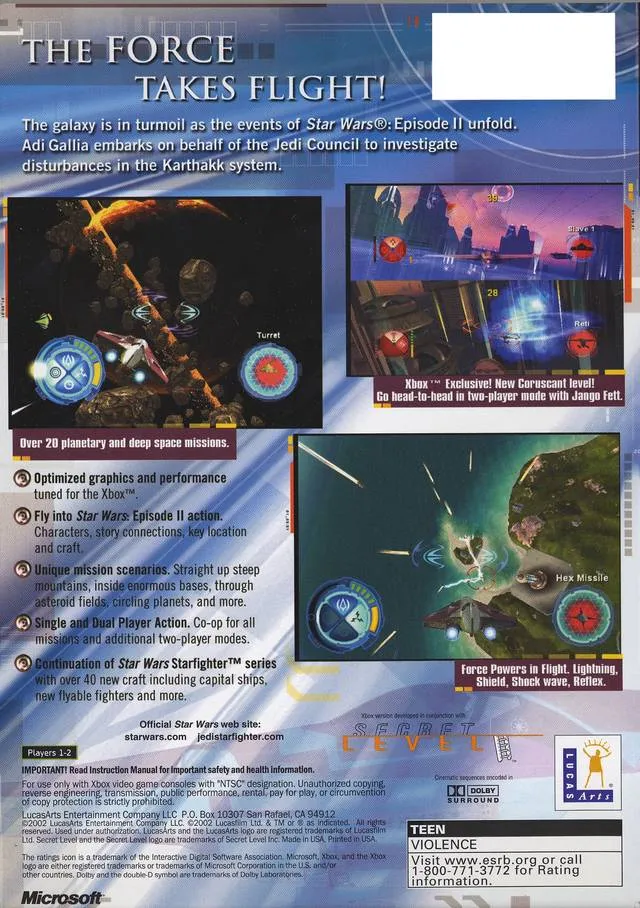 Star Wars: Jedi Starfighter box back