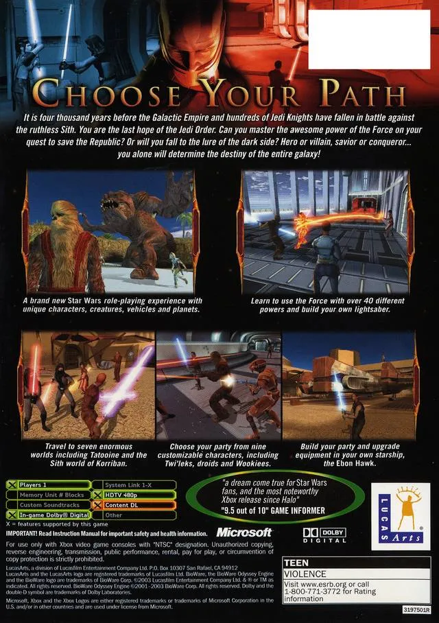 Star Wars: Knights of the Old Republic box back