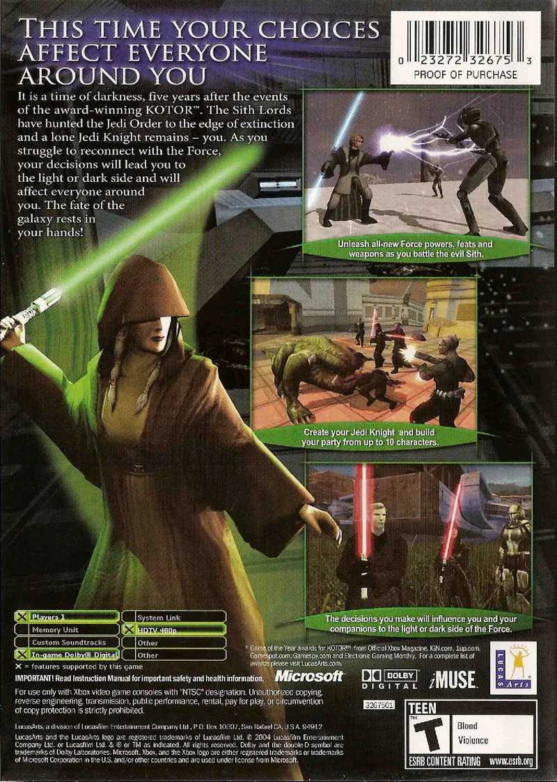 Star Wars: Knights of the Old Republic II: The Sith Lords box back