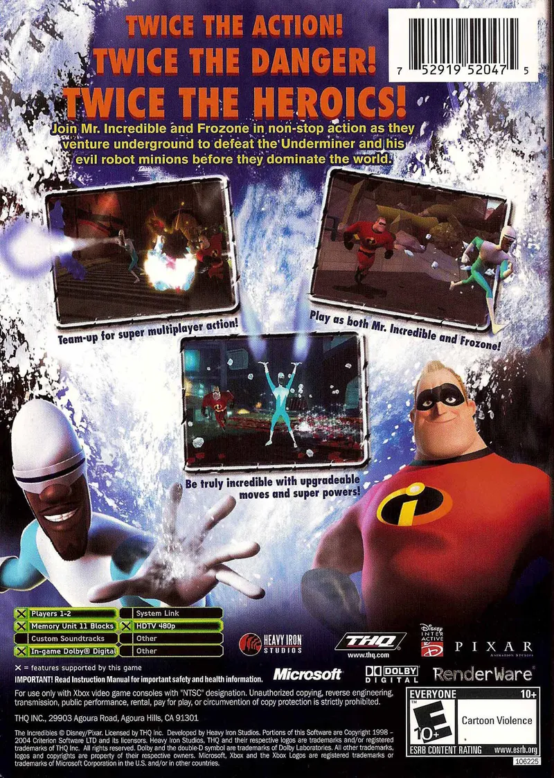 The Incredibles: Rise of the Underminer box back