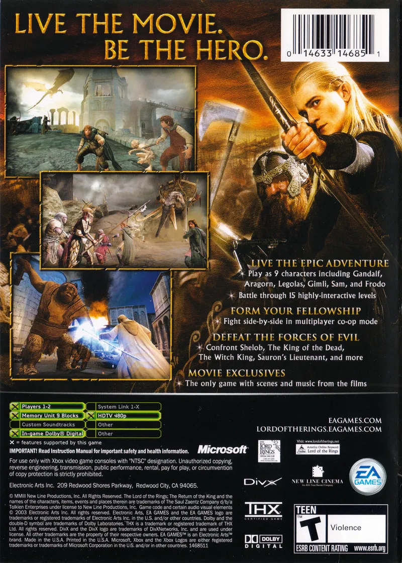 The Lord of the Rings: The Return of the King box back