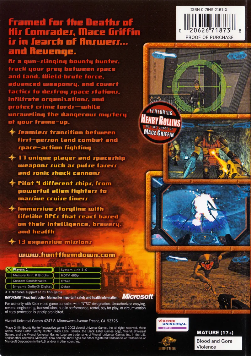 Mace Griffin: Bounty Hunter box back