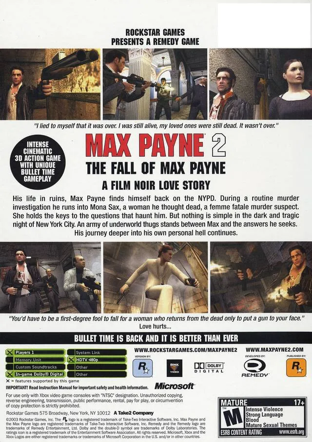 Max Payne 2: The Fall of Max Payne box back