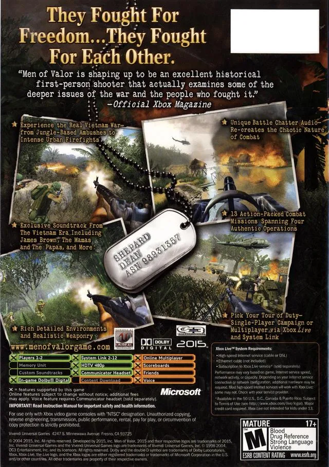 Men of Valor box back