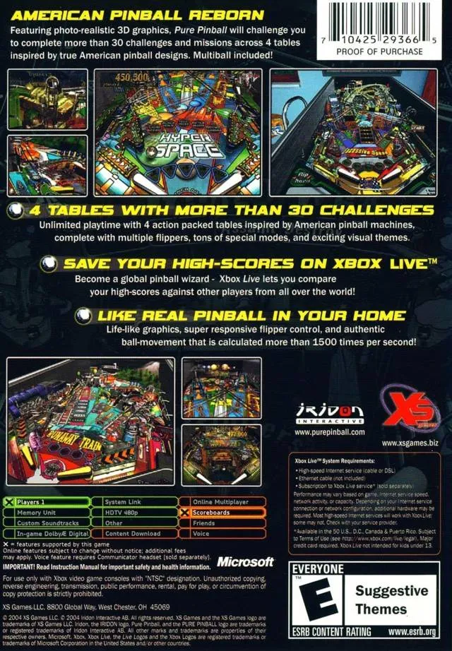 Pure Pinball box back