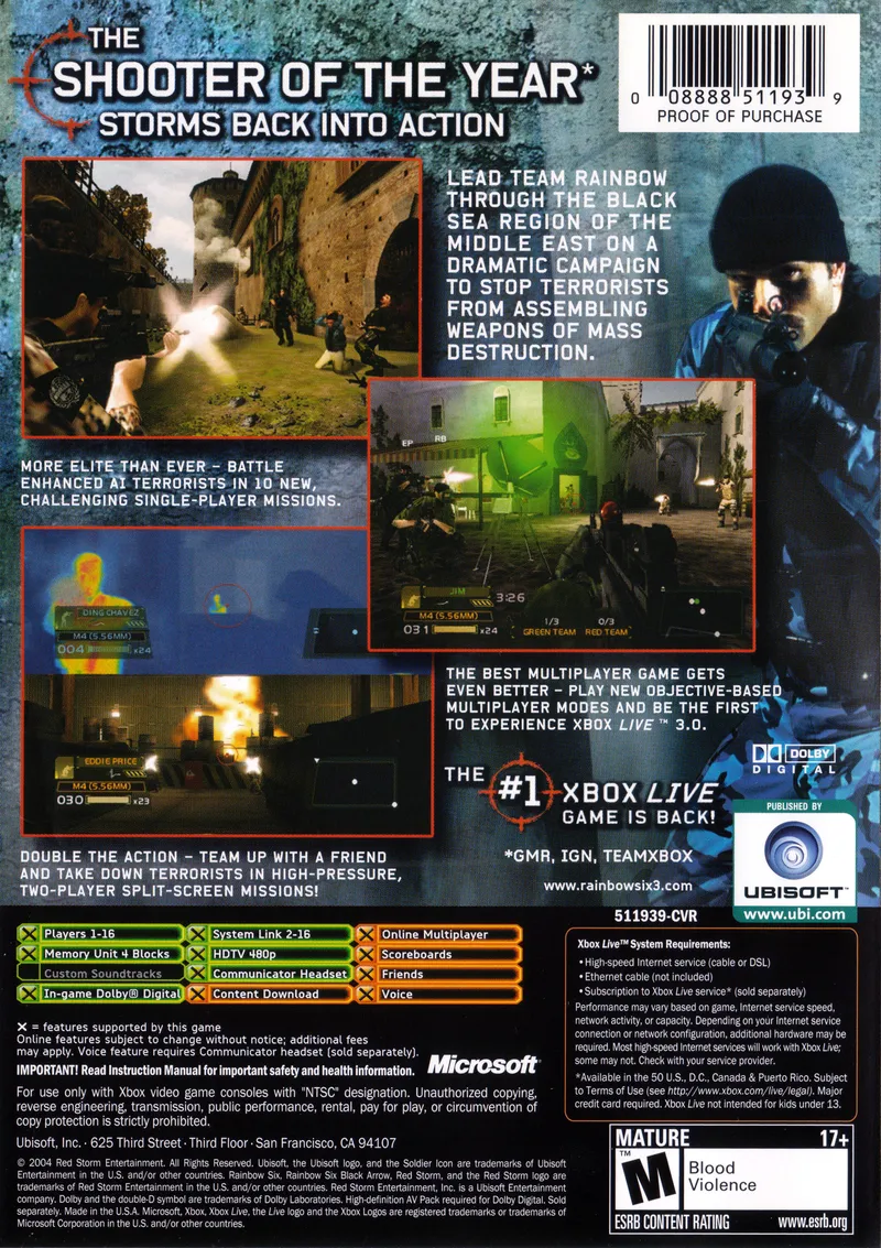 Rainbow Six 3: Black Arrow box back