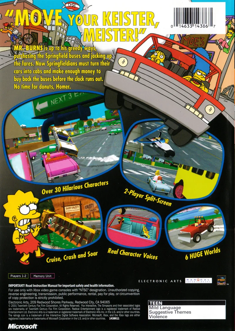 The Simpsons: Road Rage box back