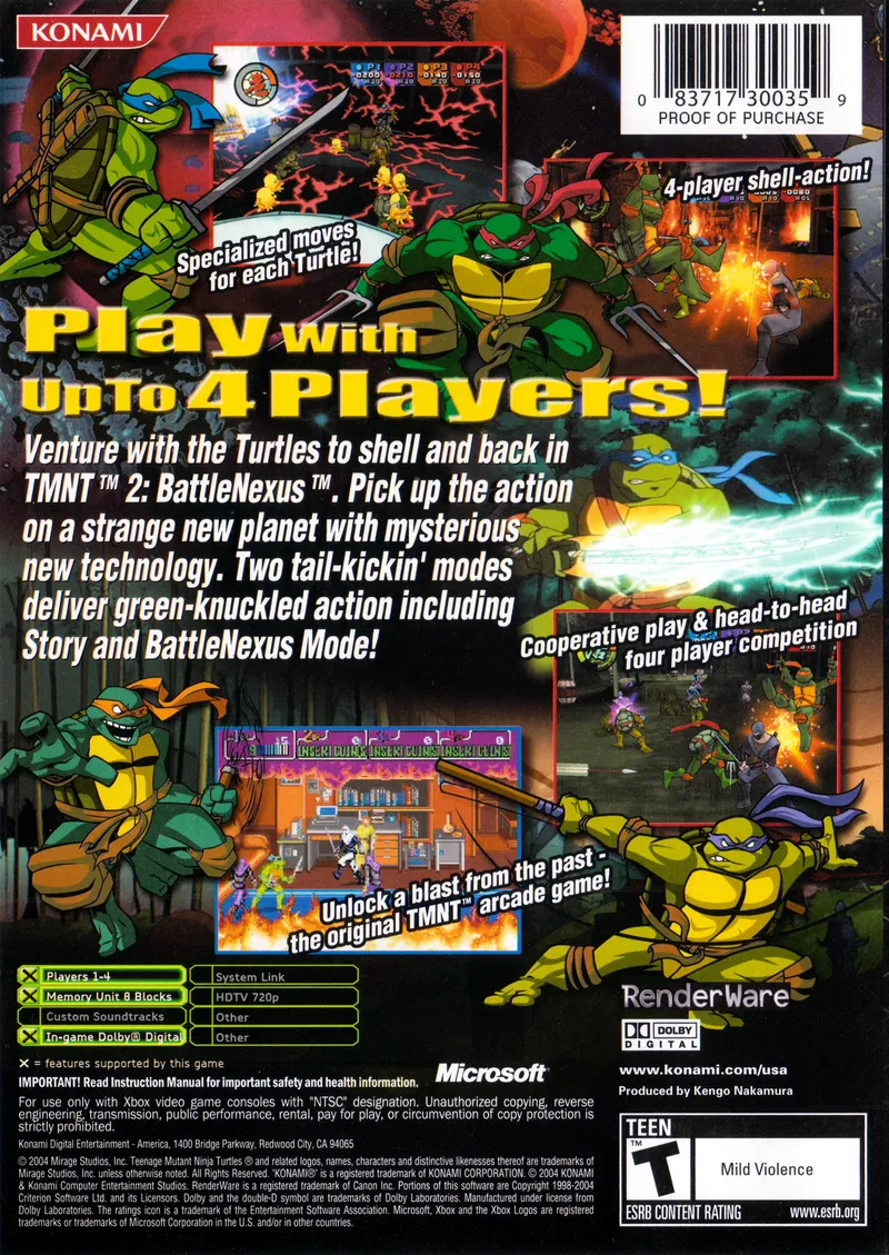 Teenage Mutant Ninja Turtles 2: Battle Nexus box back