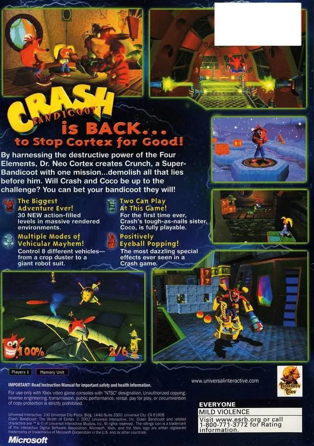 Crash Bandicoot: The Wrath of Cortex box back