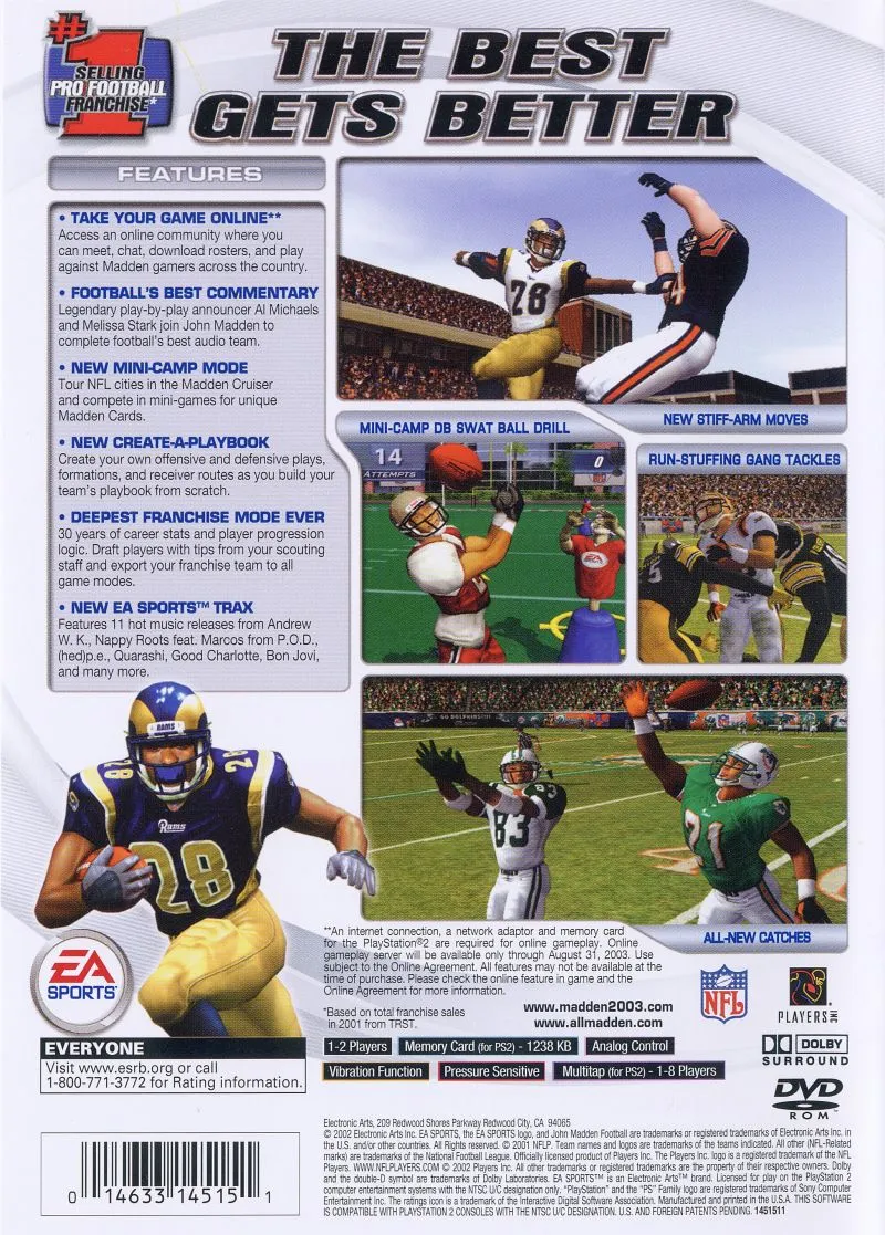 Madden NFL 2003 box back
