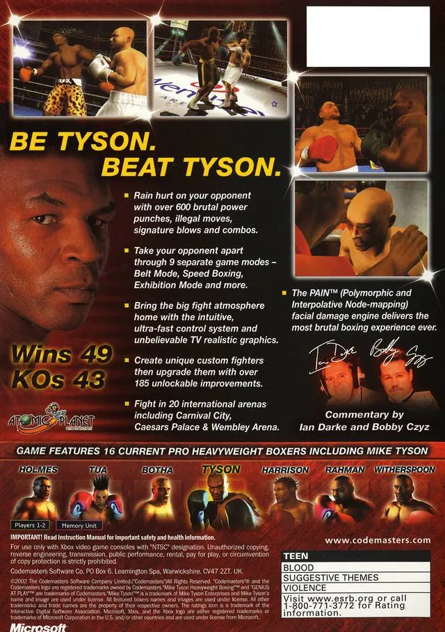 Mike Tyson Heavyweight Boxing box back