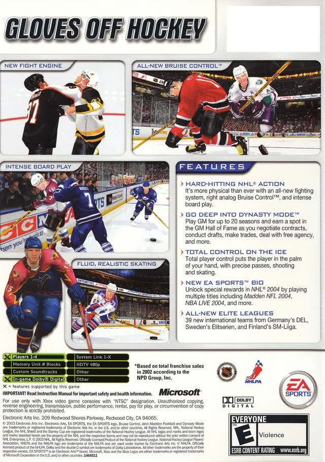 NHL 2004 box back