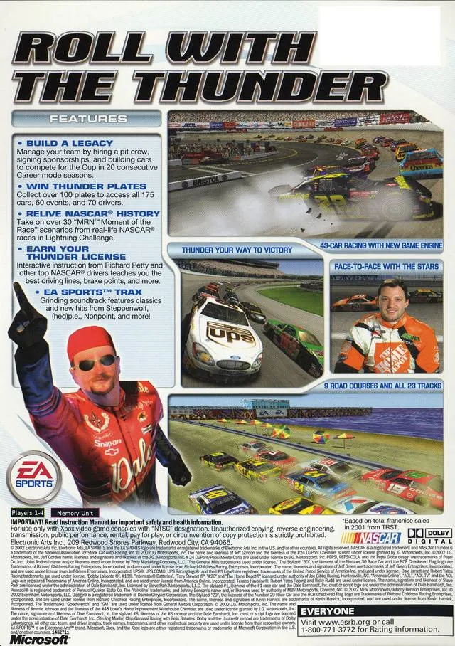 Nascar Thunder 2003 box back