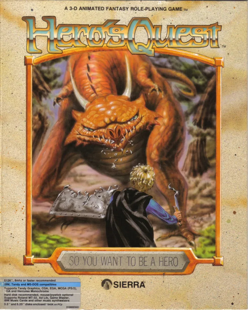 Hero's Quest: So You Want To Be a Hero cover art for MS-DOS