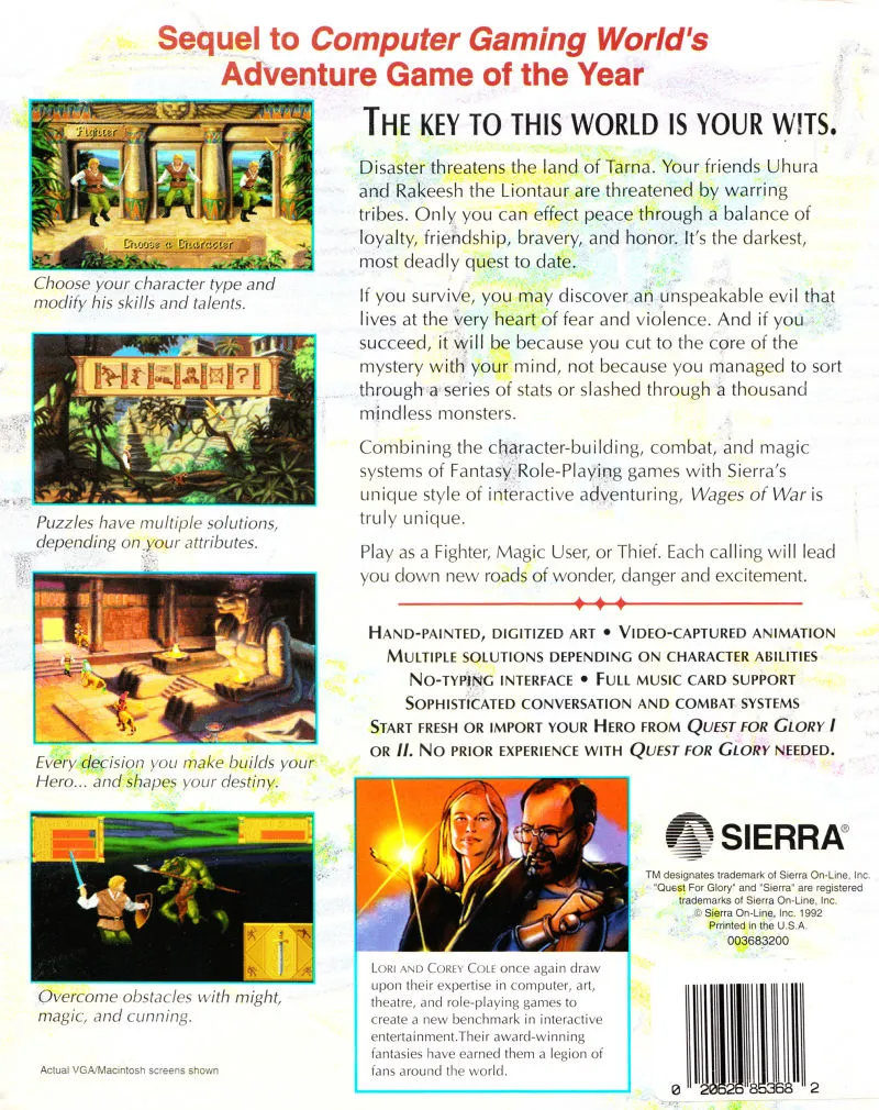 Backdrop artwork for Quest For Glory III: Wages of War