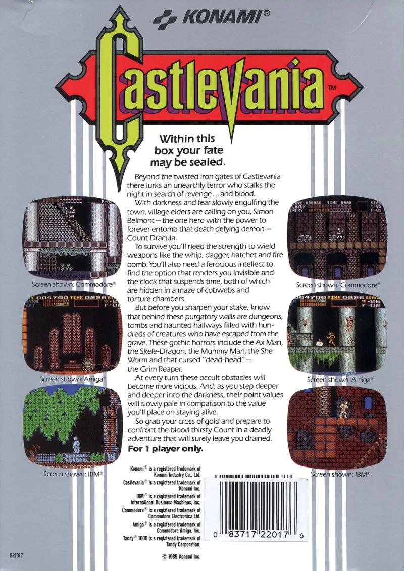 Castlevania box back