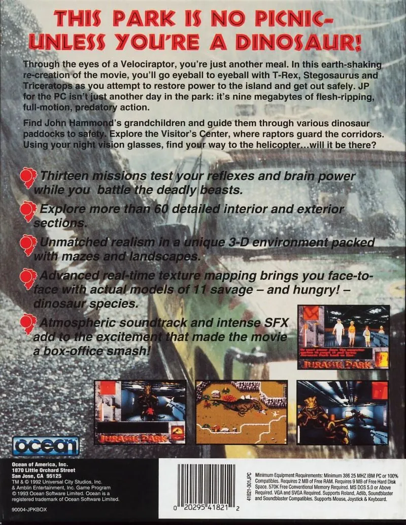 Jurassic Park box back