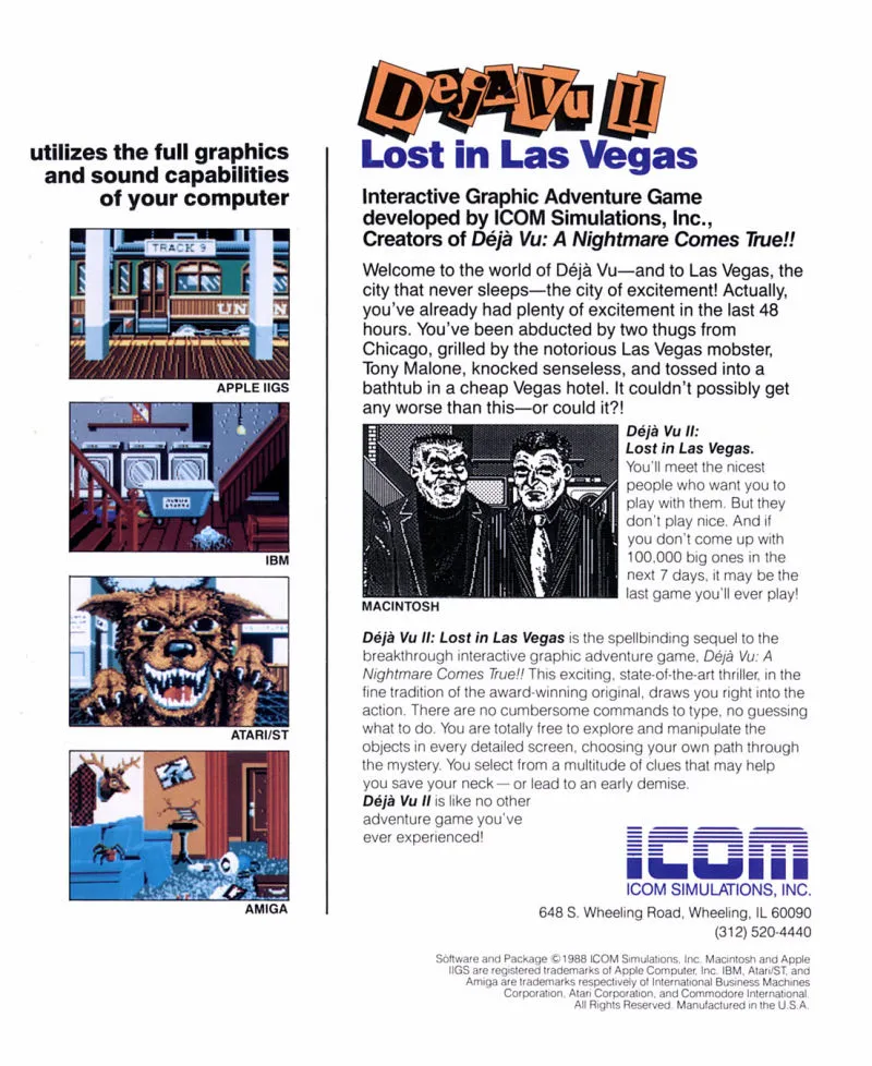 Deja Vu II: Lost in Las Vegas box back