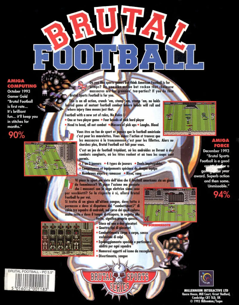 Brutal Sports Football box back