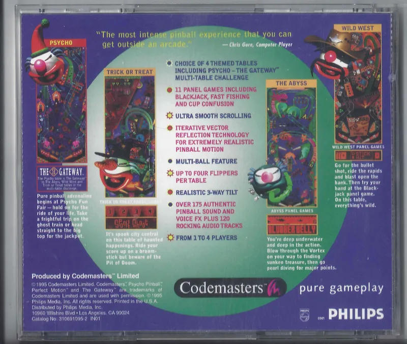 Psycho Pinball box back