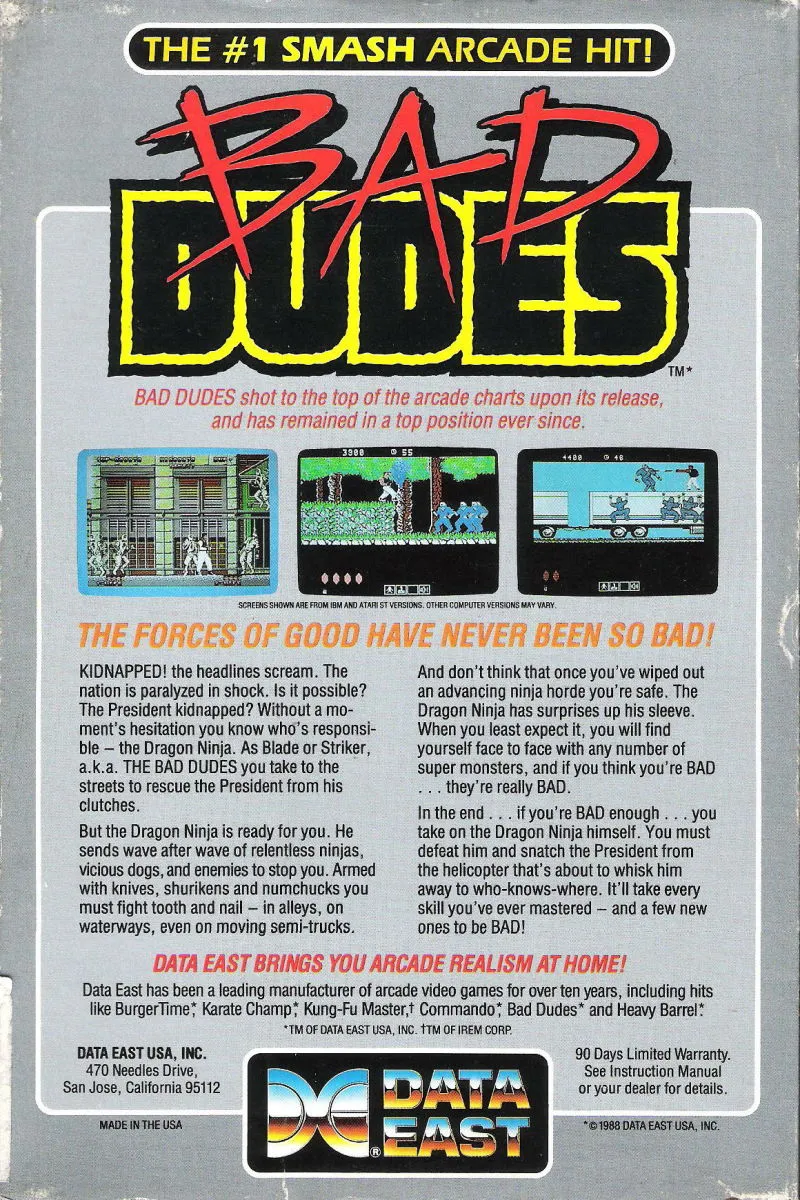 Bad Dudes box back