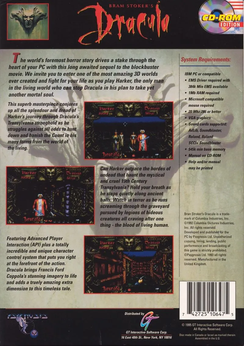 Bram Stoker's Dracula box back