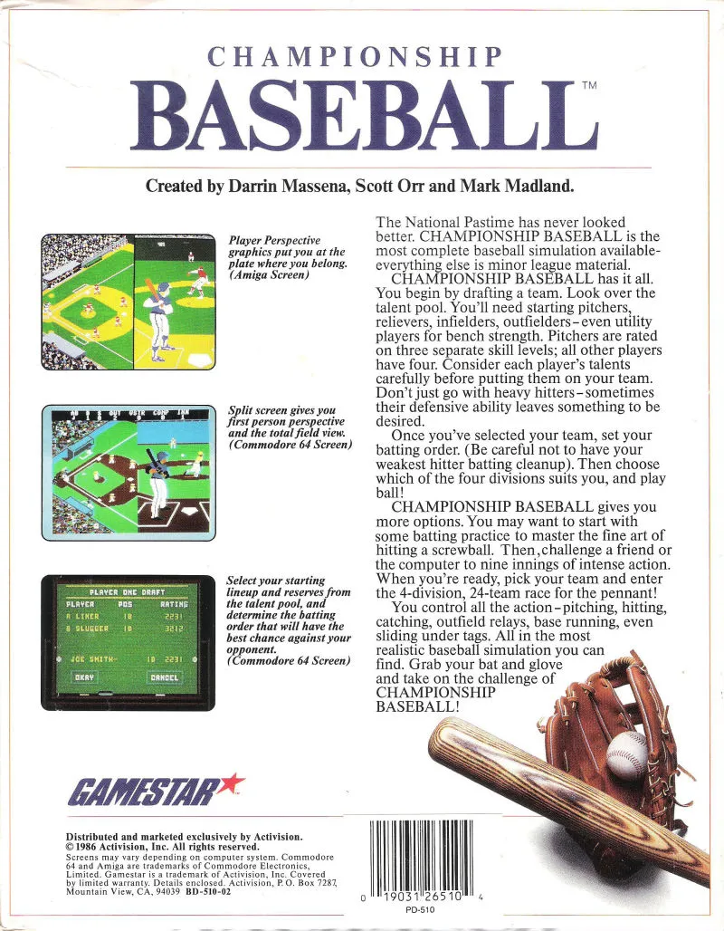 Championship Baseball box back