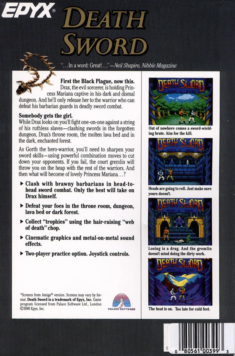 Death Sword box back
